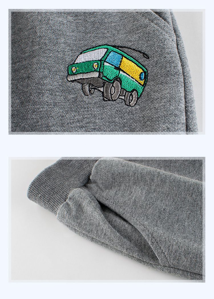 純棉長褲-黑色飛機