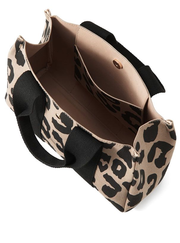 日本 GRL - 率性帆布豹紋托特包/手提包 (F)