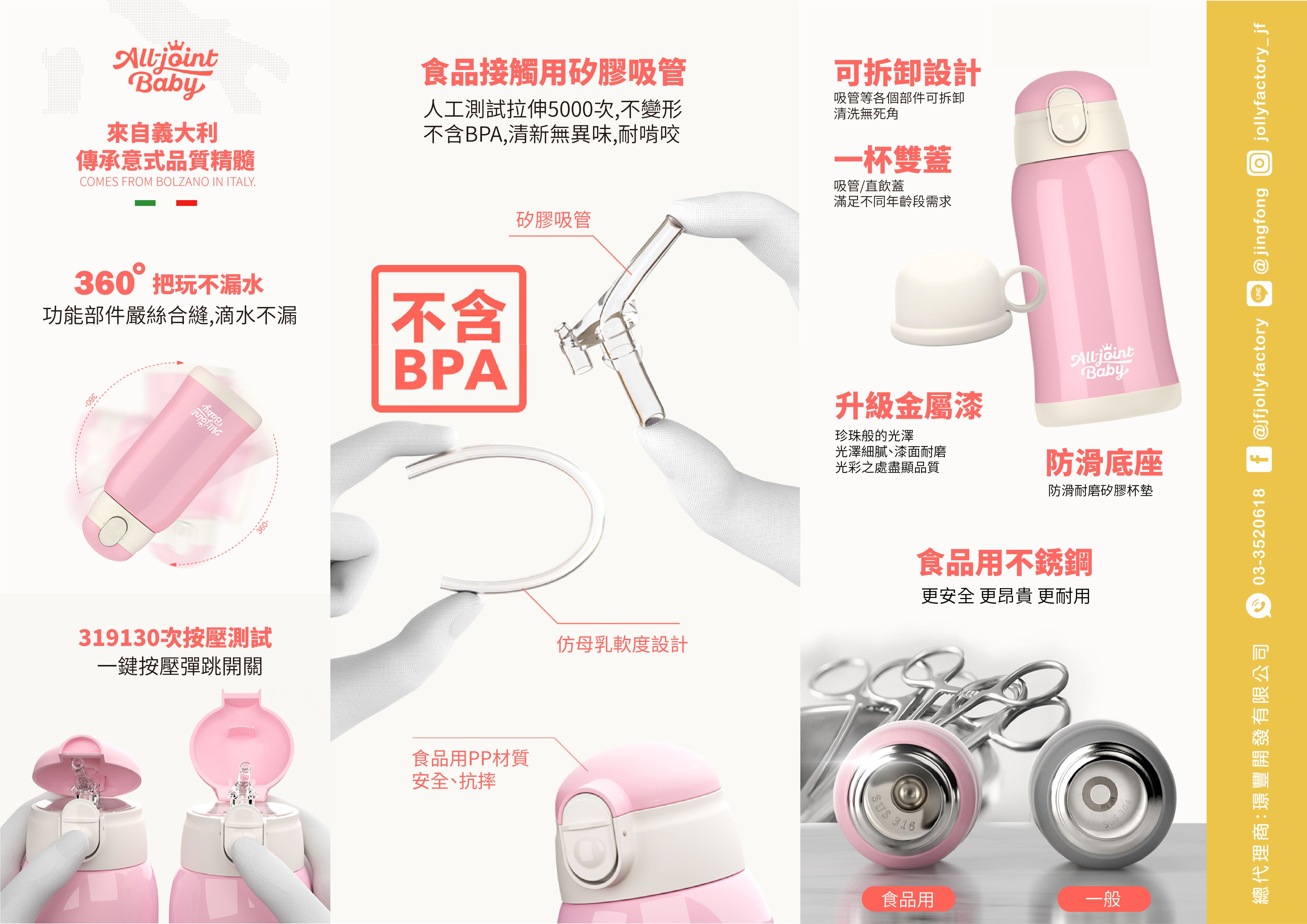 義大利 All joint - 貼貼保溫瓶-兔子-600ml