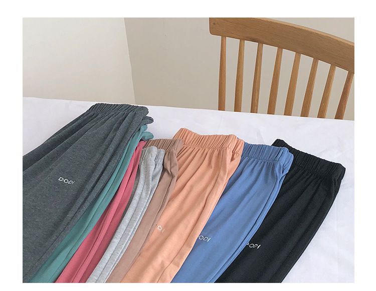 莫代爾棉質居家休閒長褲-縮口-藍色 (F)