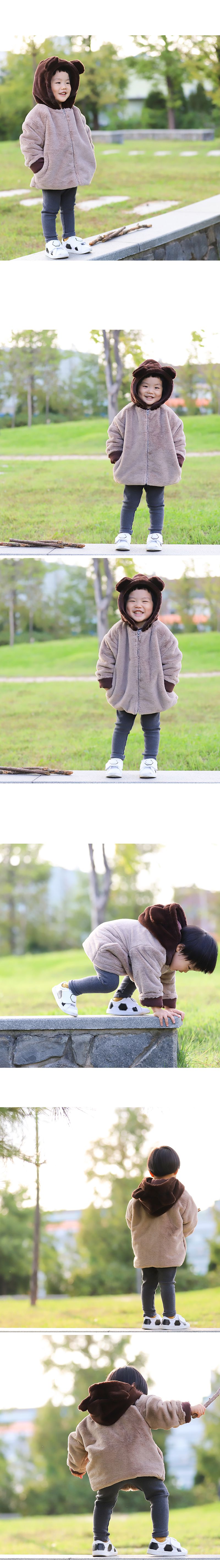 韓國 OZKIZ - 細緻絨毛棕熊外套