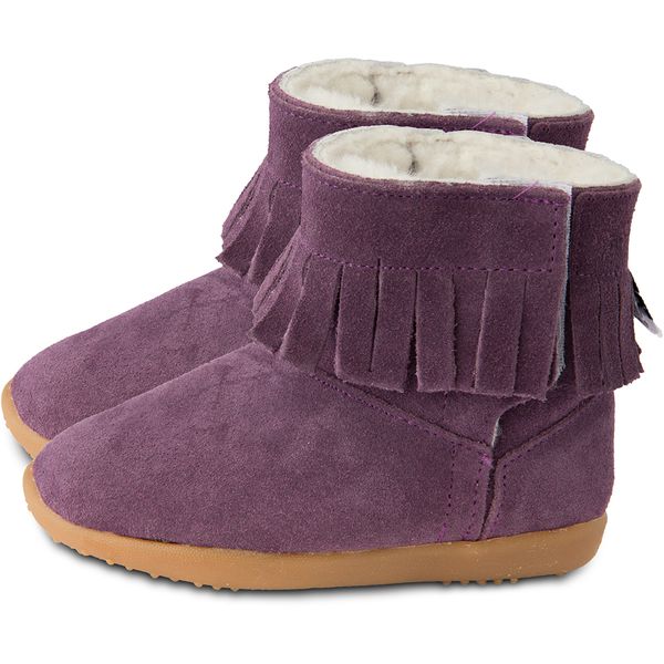 英國 shooshoos - 健康無毒真皮手工童鞋/靴子/童靴-深紫流蘇