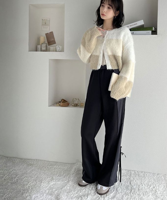 日本 Classical Elf - mily bilet 漸層毛海2way短版開襟衫-藍綠色系