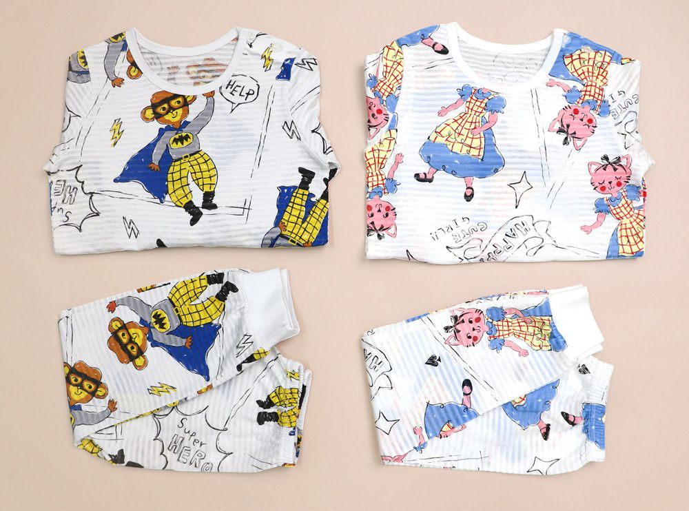 韓國 Mellisse - 韓製輕薄透氣9分袖家居服(無螢光棉)-猴子超人