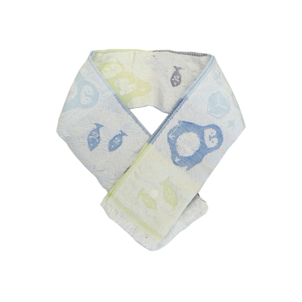 日本涼感雜貨 - 日本製 Eco de COOL 接觸冷感毛巾(附保冷劑/固定釦)兒童-企鵝-漸層藍 (65x8cm)