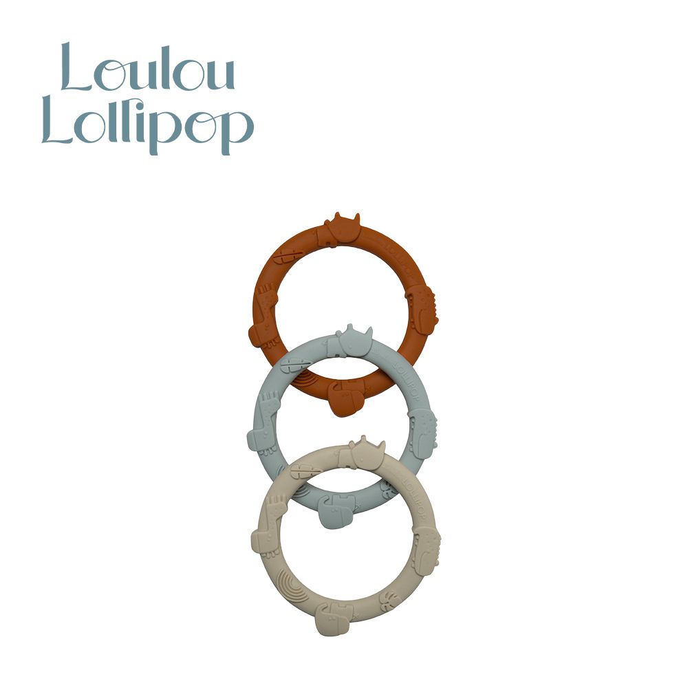 Loulou Lollipop - 加拿大 咬咬環矽膠固齒器-莫蘭迪色-(3入組)
