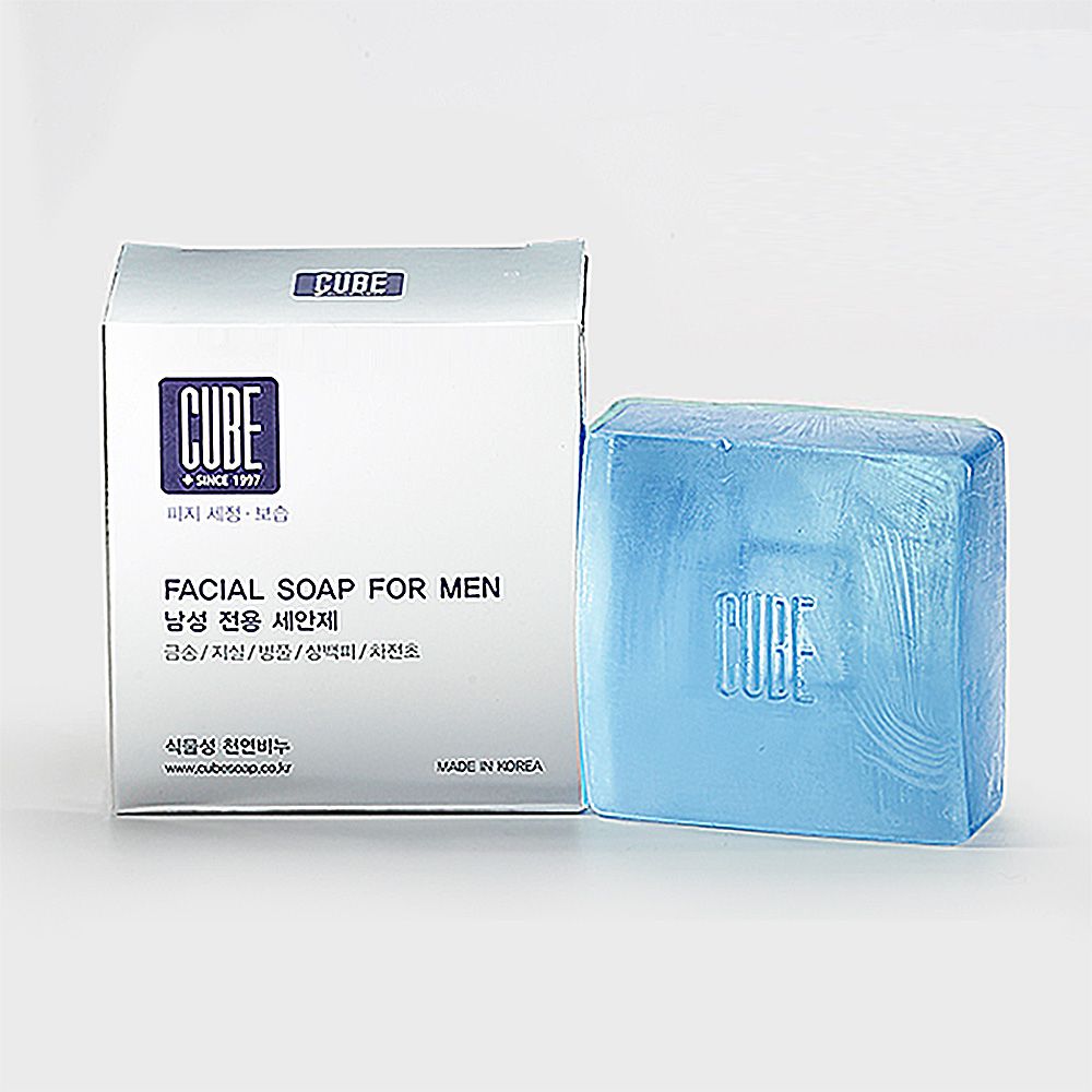 韓國CUBE - 淨白收斂男性專用皂100g (附皂盒、極細高密度環保洗臉海綿)