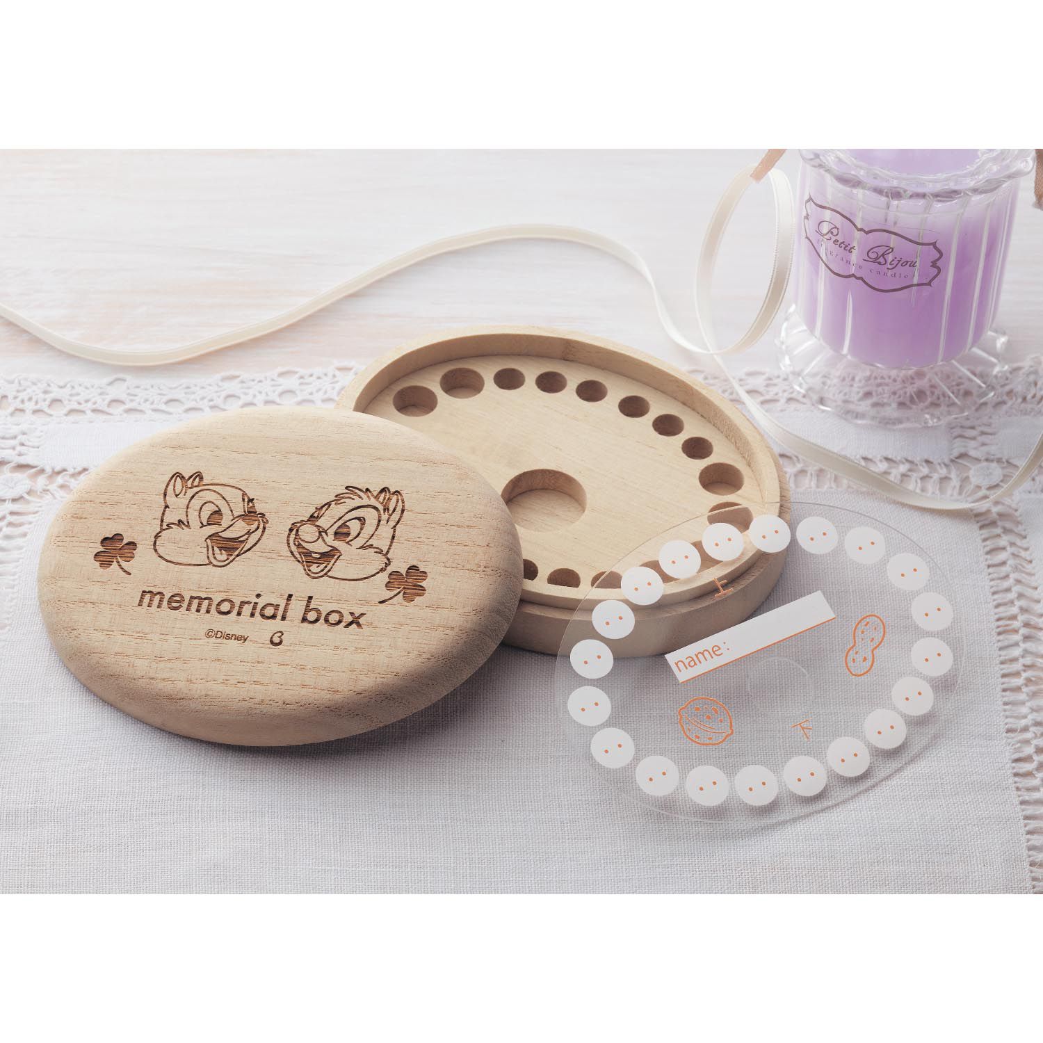 日本千趣會 - 迪士尼 日本製桐木乳齒收納盒-奇奇蒂蒂 (11x9x2.3cm)