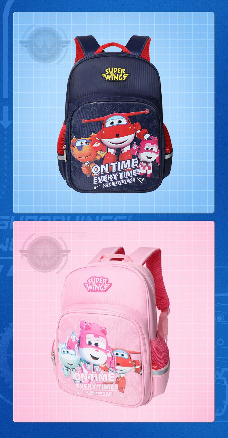 大容量輕量透氣書包-卡通人物杰特與小夥伴-印花藍 (建議90~120cm)-28x17x38cm