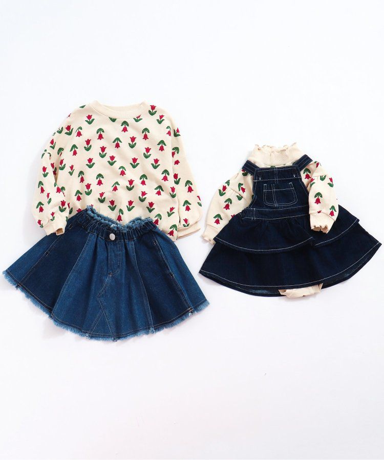 日本 BREEZE - 滿版印花裏毛長袖上衣-蘋果-焦糖