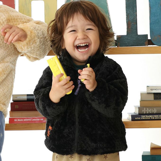 日本 ZOOLAND - 泰迪熊毛絨可愛動物臉休閒外套-貓熊-黑