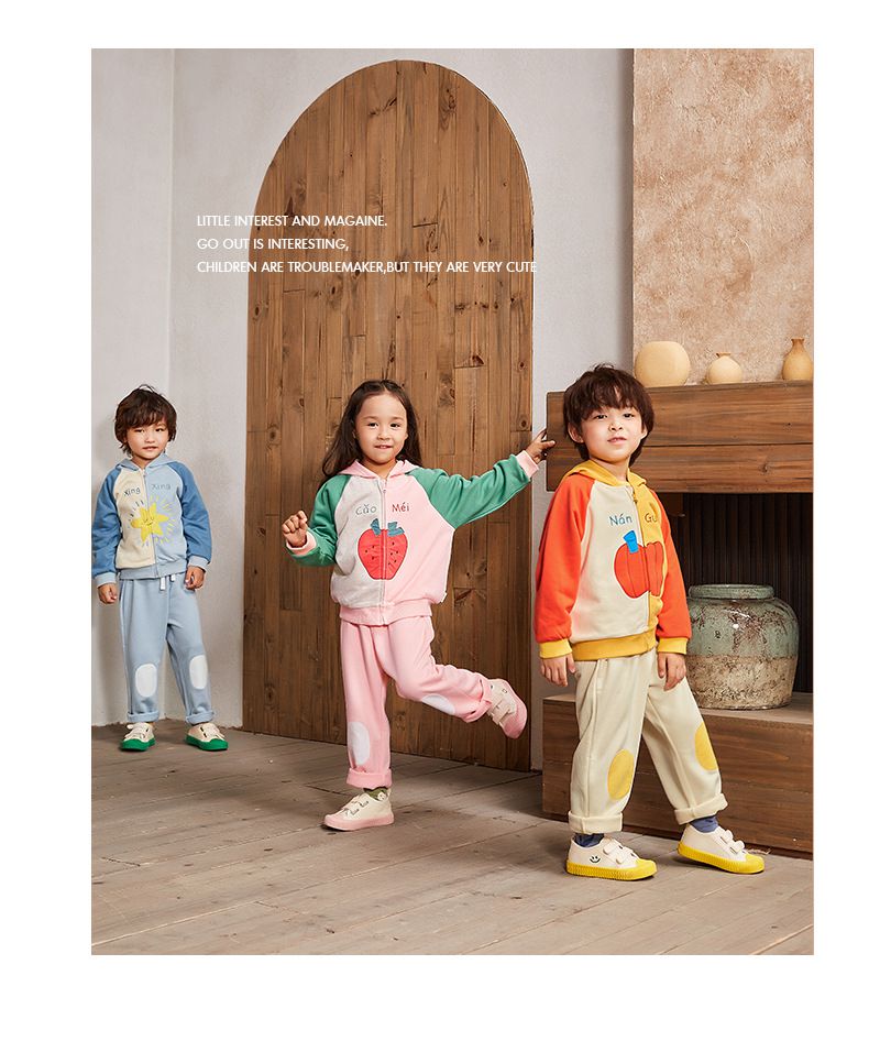 Minizone - 連帽撞色休閒長袖外套-星星-藍+杏