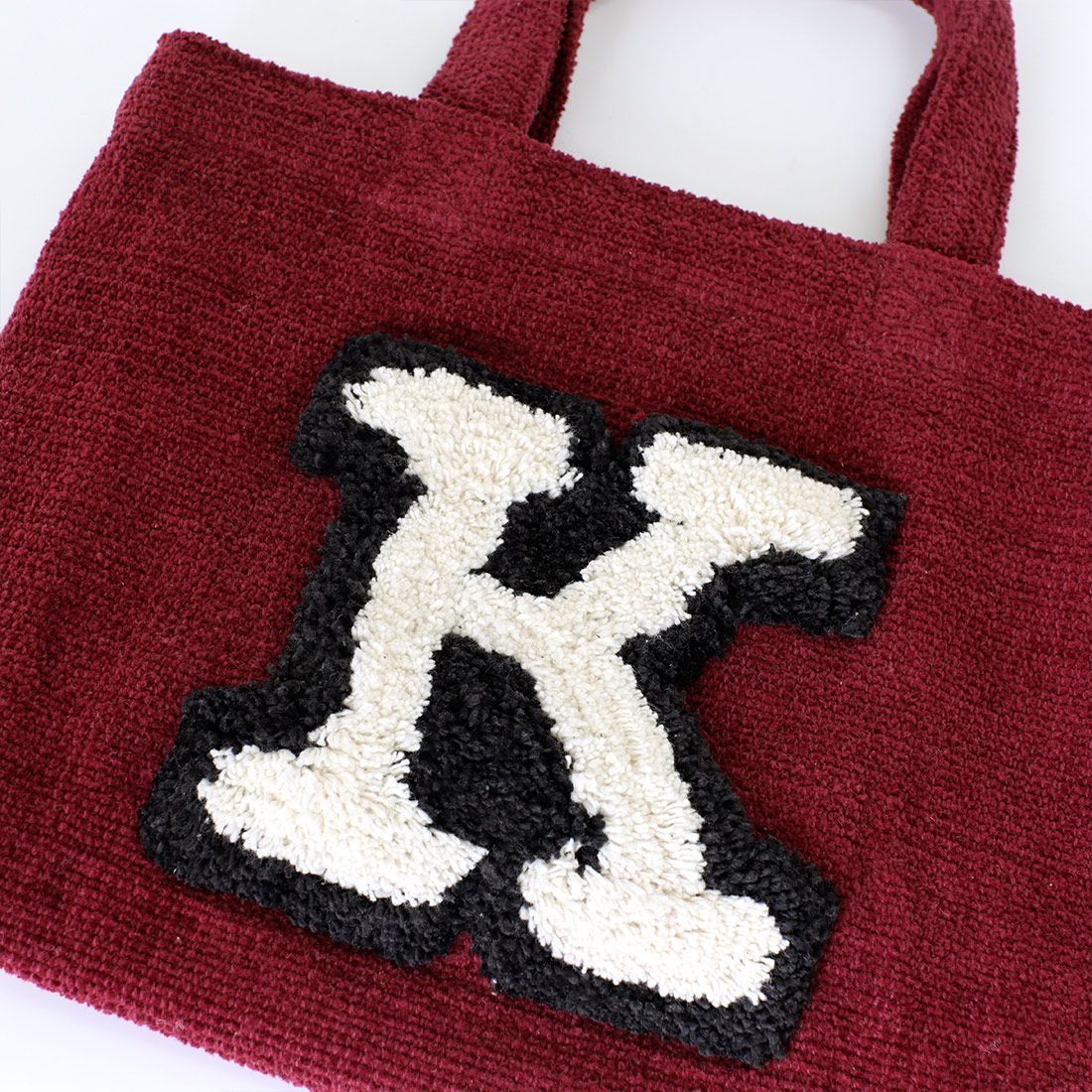 日本 TOMO - 毛茸茸英文字母刺繡帆布包-S-暖黃 (29×21×D10cm)