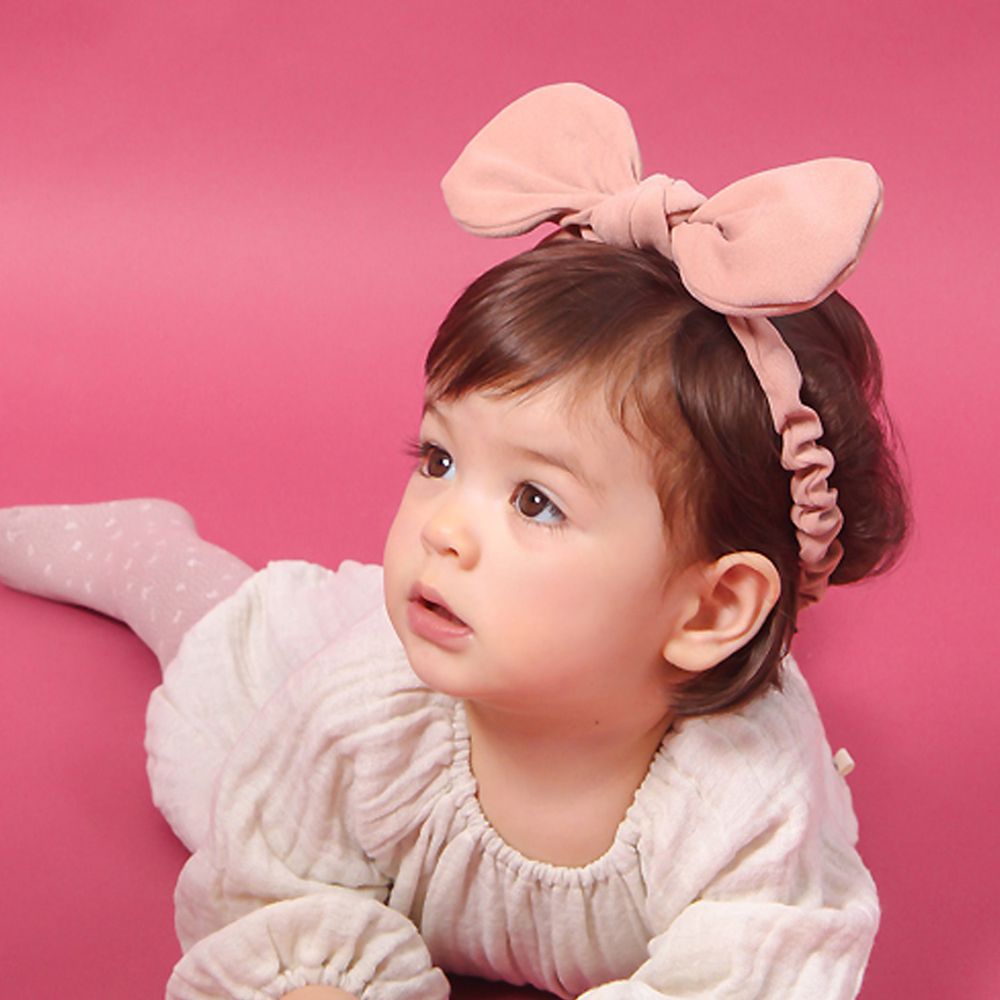 韓國 Babyblee - 可愛蝴蝶結髮帶-粉紅