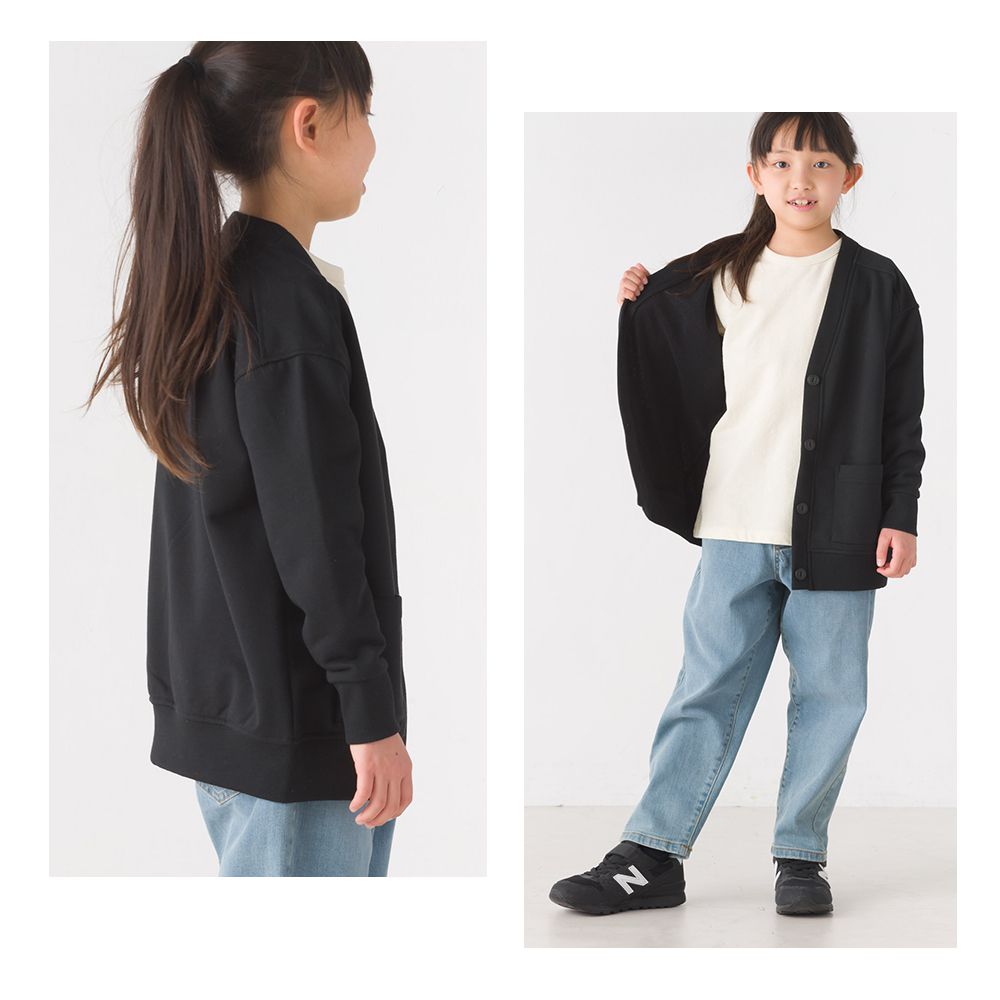 日本 OMNES - 百搭V領棉混舒適薄外套-兒童-象牙杏