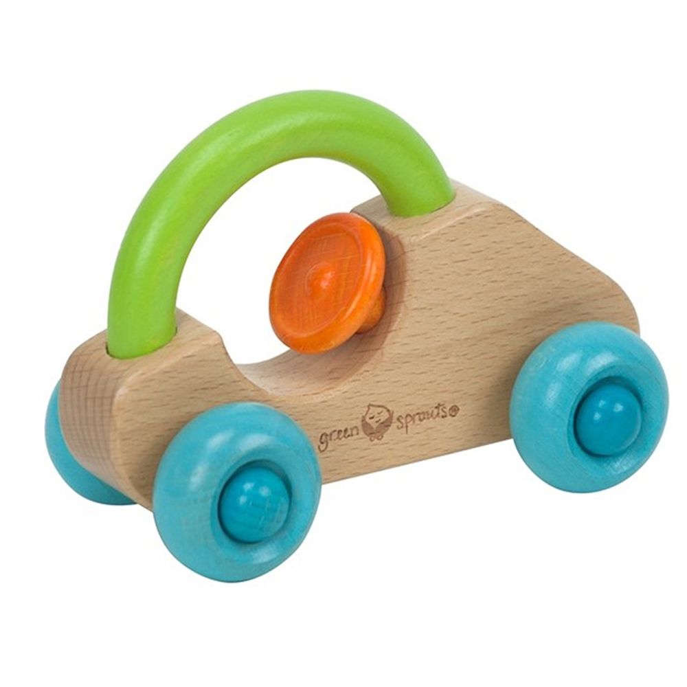 美國 green sprouts 小綠芽 - 寶寶木質安全玩具-小汽車