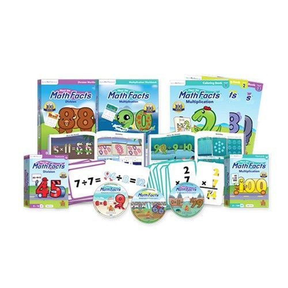 Preschool Prep - Math 乘除法大全套組合-3DVD、2本練習本、2盒閃卡、3本著色本