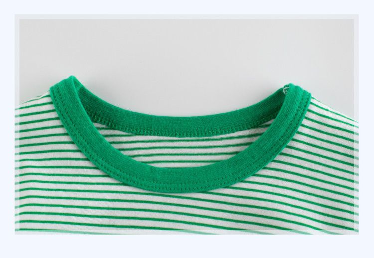 純棉短袖上衣-細條紋款-藍+白