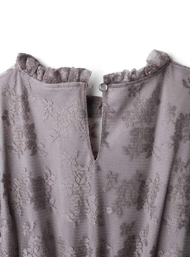 日本 GRL - 浪漫之吻花蕾絲洋裝-摩卡紫