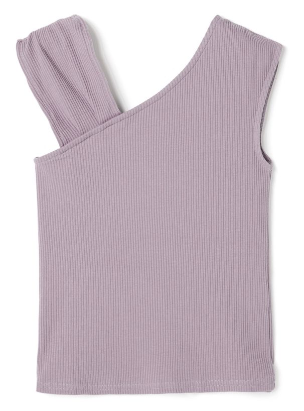 日本 GRL - 不對稱羅紋彈性無袖上衣-水藍