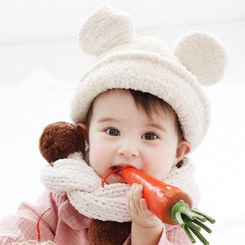 韓國 Babyblee - 老鼠耳朵絨毛帽-奶油