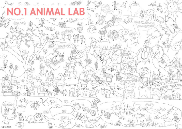 日本 NuRIE - 日本製 創意著色大型塗鴉紙(折疊式)-NIPPON PON!! (A0(約84x119cm))