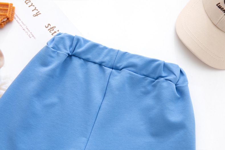 FANMOU - 奧爾棉腰鬆緊運動短褲-飛機-藍色