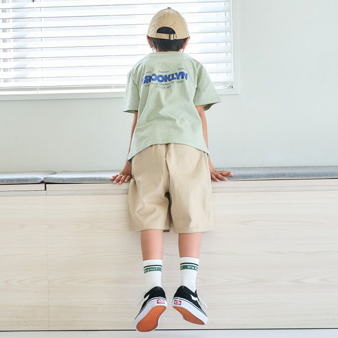 日本 petit main - 100%棉 清新印花短袖上衣-BROOKLYN-薄荷綠