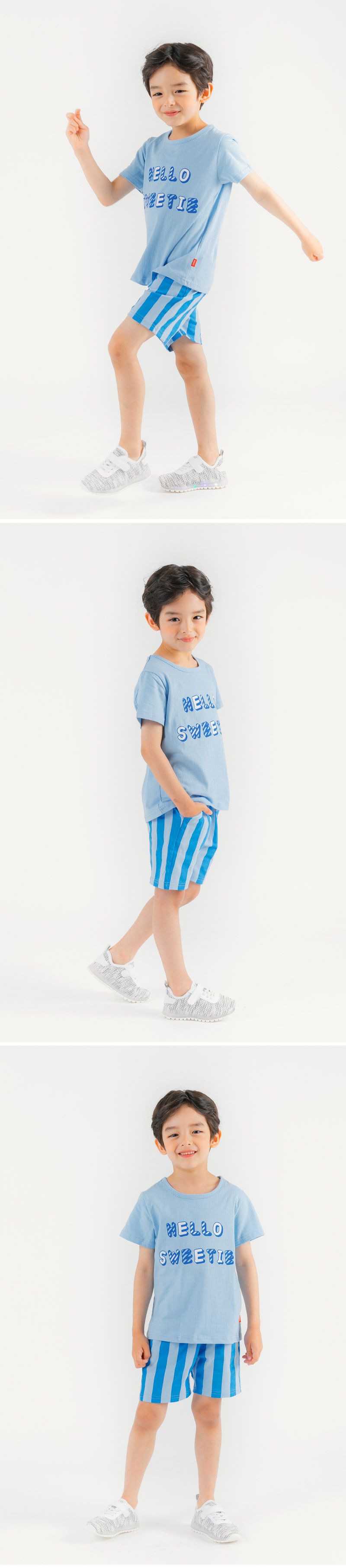 韓國 OZKIZ - SWEETIE直紋套裝-藍