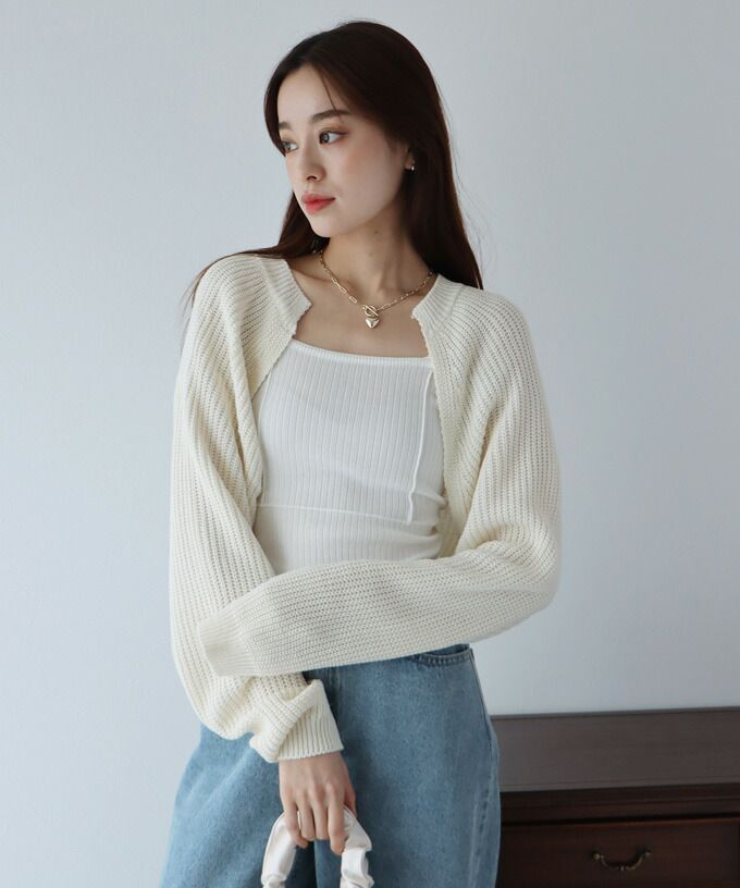 日本 BLUE EAST - 率性羅紋短版針織外套-白