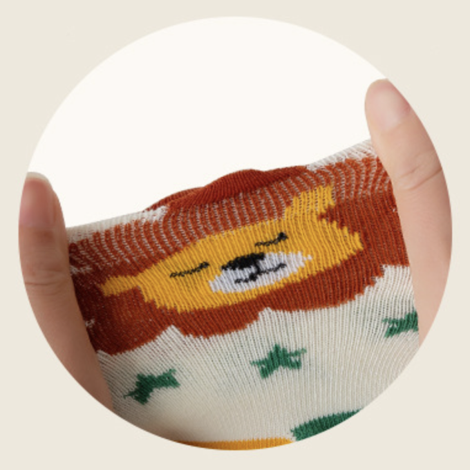 love, charlotte - 秋冬季卡通森林之王中筒棉襪-5 雙一組