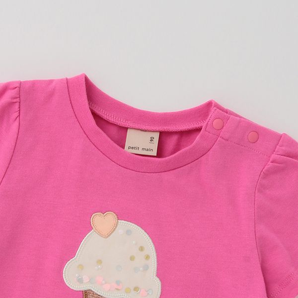 日本 petit main - [接觸冷感]可愛印花短袖上衣-草莓-白