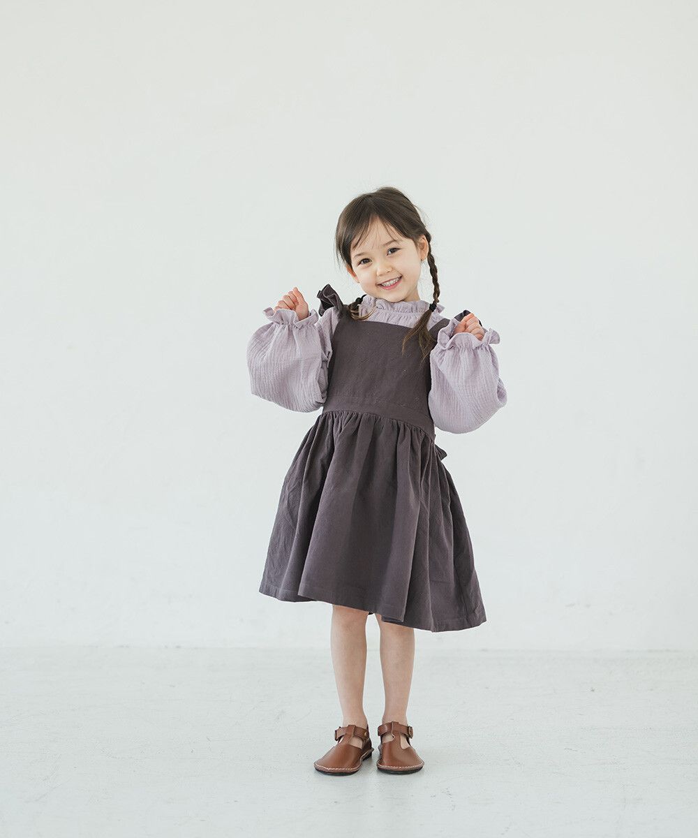 日本 riziere - 純棉荷葉邊復古長袖上衣-摩卡棕