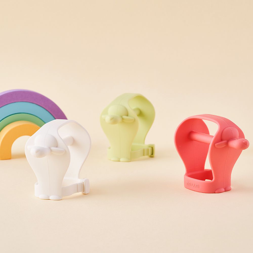 白金矽膠手環固齒器收納組-拇指羊-馬卡龍白