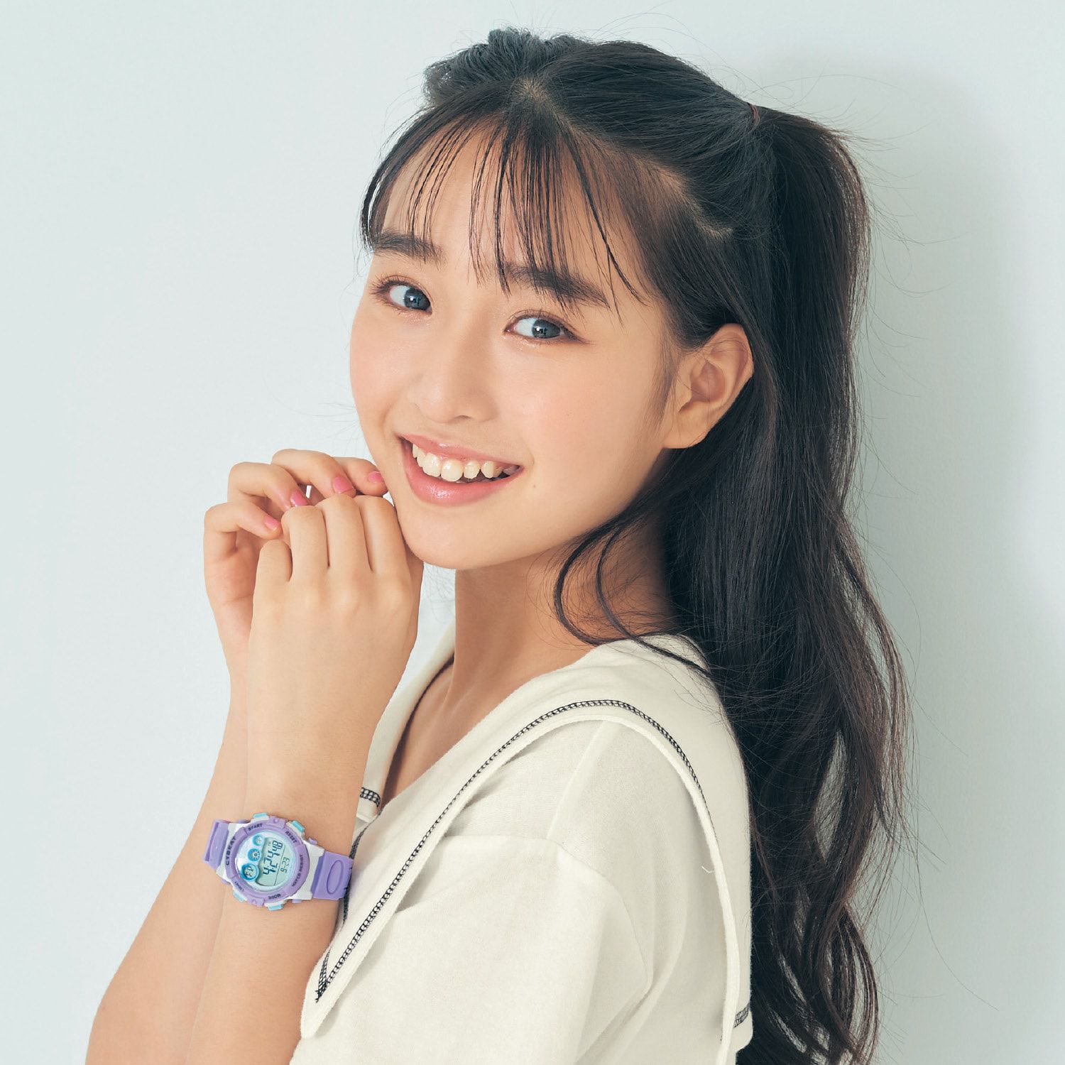 日本 Papel lapiz - 水手領潔淨感短袖上衣-黑