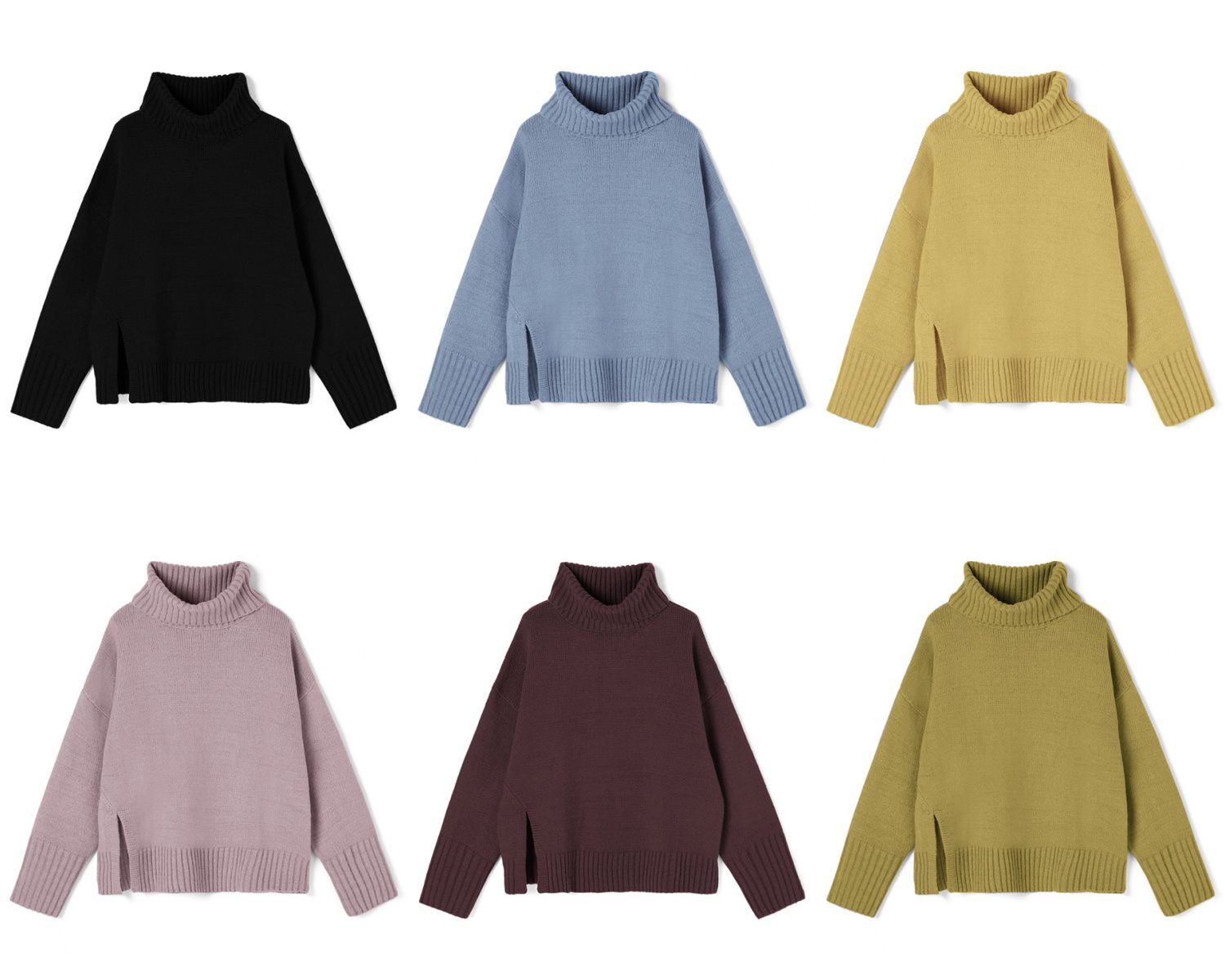 日本 GRL - 大寬鬆高領開衩針織毛衣-鐵灰