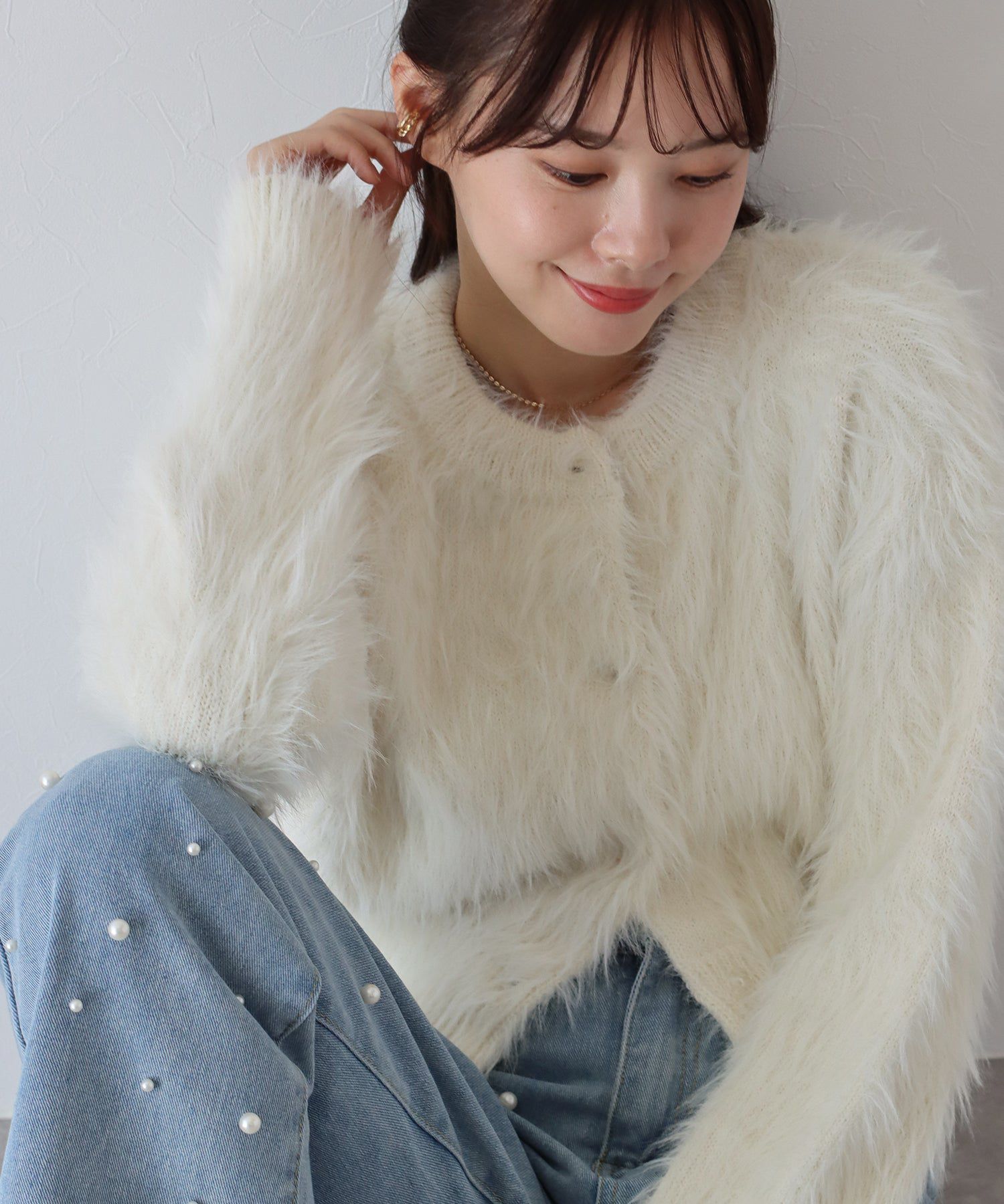 日本 BLUE EAST - 時尚毛絨感長袖外套-深灰