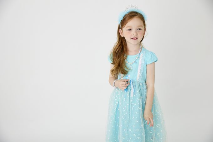 韓國 OZKIZ - (附配飾)公主點綴短袖紗裙洋裝-湖水綠