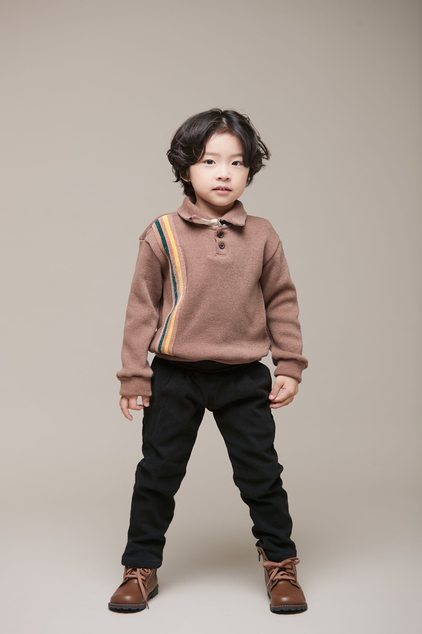 韓國 Coco Bang - 格紋鬆緊假腰帶長褲-深藍