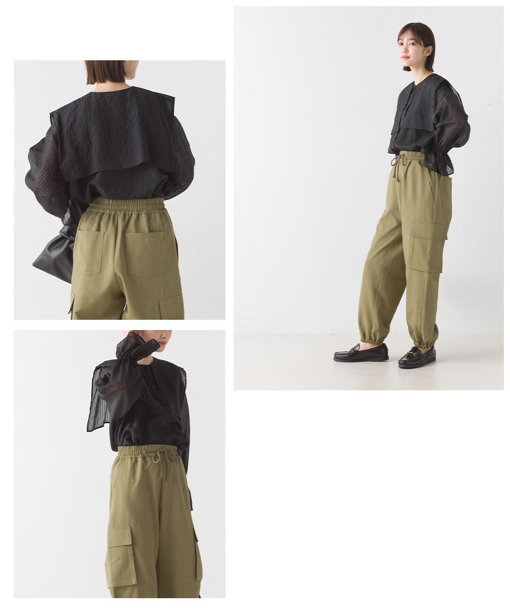 日本 OMNES - 空氣感翻領透膚糖果袖襯衫-暖陽橘