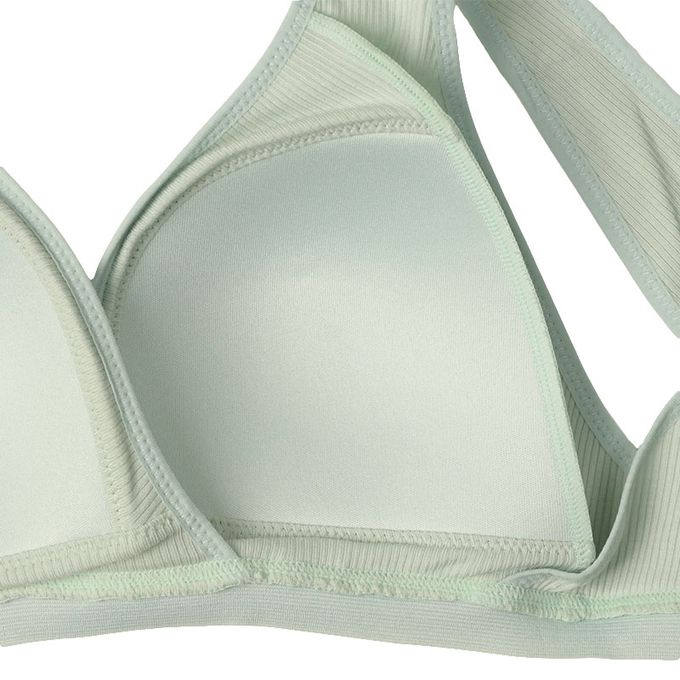 akachan honpo - 輕鬆哺乳 半截式內衣-羅紋 鉤扣款-綠色