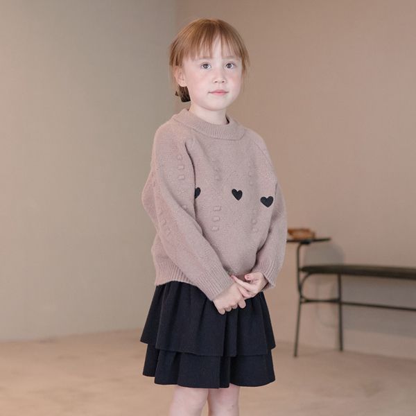 日本 Lycee mine - 蛋糕層次摺邊針織短裙-深卡其