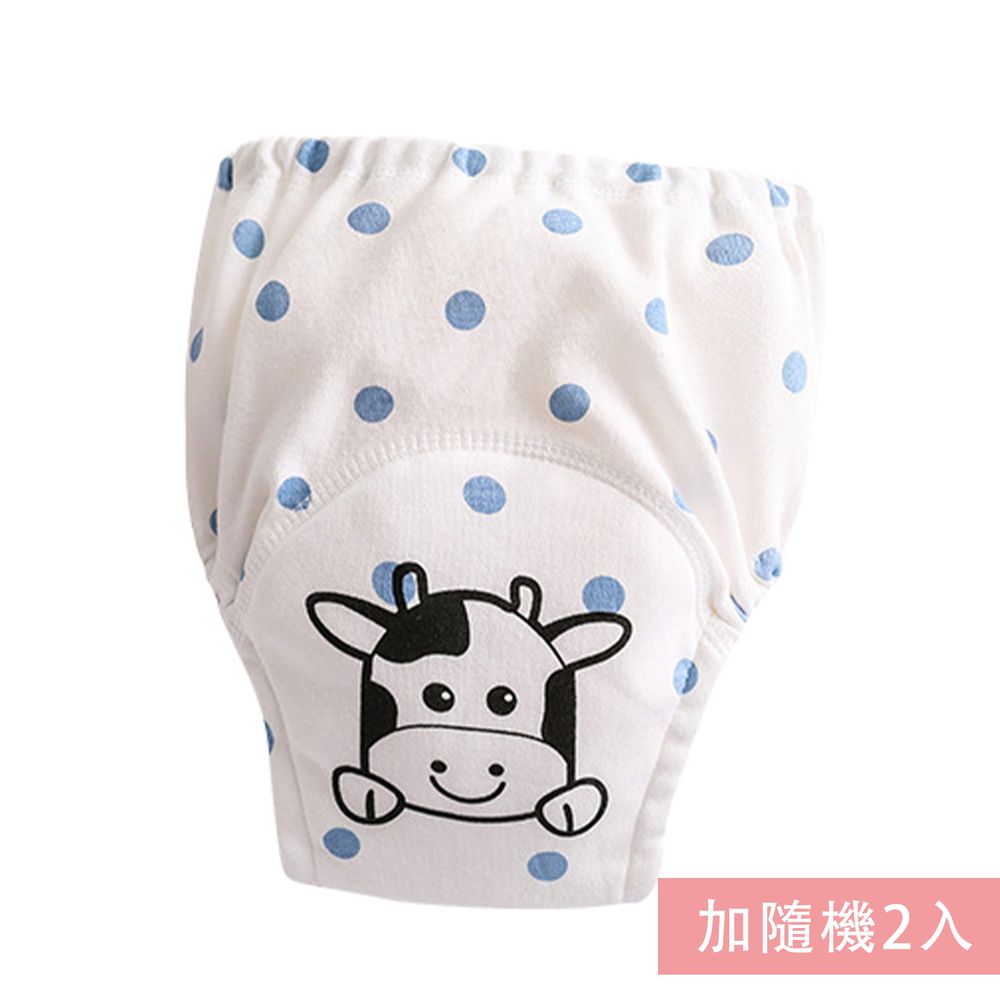 JoyNa - 純棉舒適四層紗3層學習褲-3件入-藍點乳牛+隨機2入