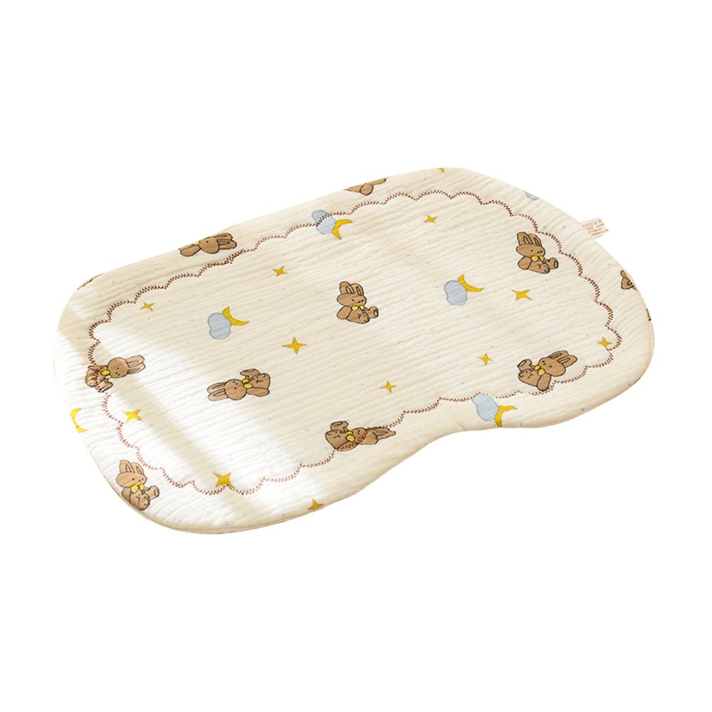 嬰兒枕枕巾 加厚透氣寶寶枕頭墊 八層紗枕巾-月亮兔 (23*38cm)