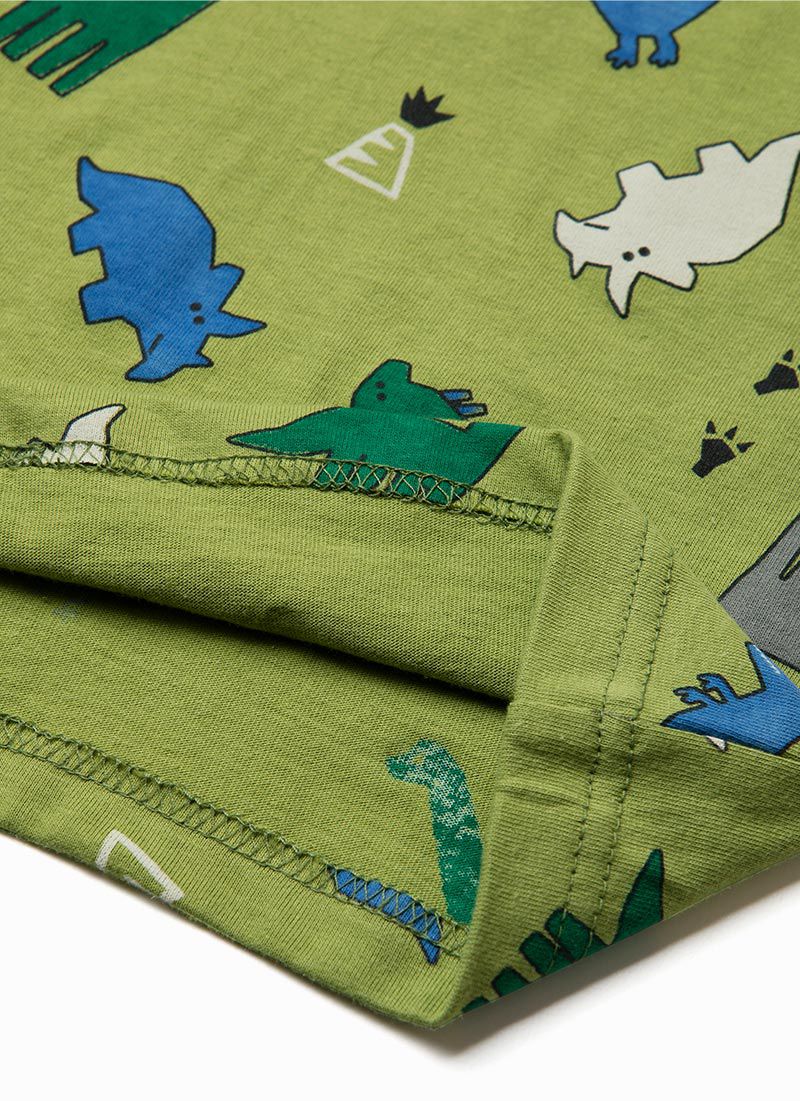 韓國 OZKIZ - 侏羅紀恐龍短袖上衣-天藍