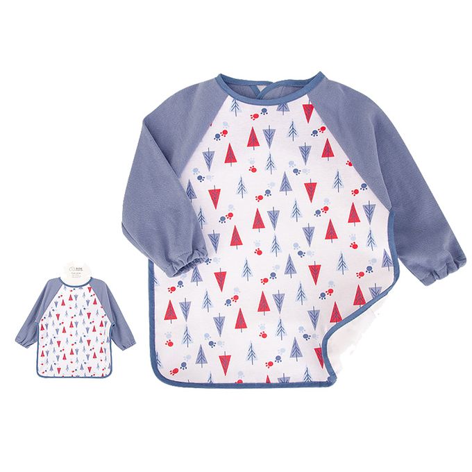 美國 Luvable Friends - 甜蜜寶貝嬰幼兒長袖防水圍兜/畫畫衣/吃飯衣單入組-聖誕森林