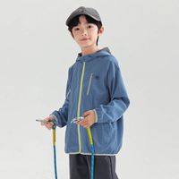 babybody - 防曬運動休閒連帽外套-撞色拉鏈-活力藍