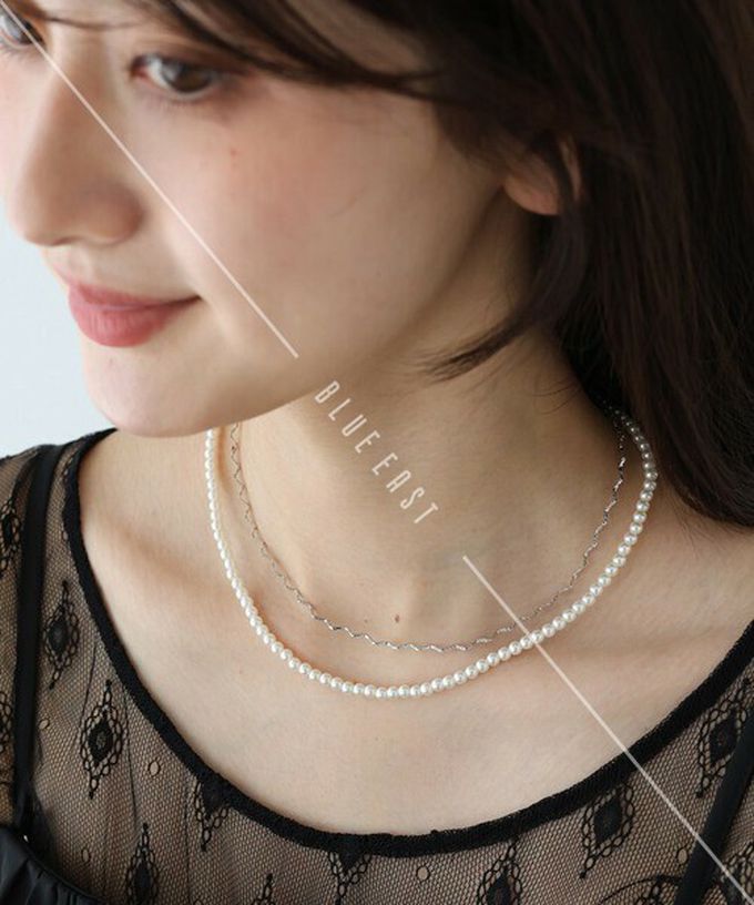 日本 BLUE EAST - 韓國製 珍珠波浪優雅雙層項鍊-金