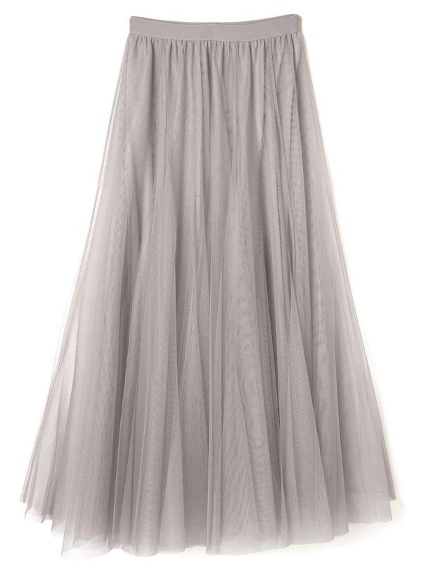 日本 GRL - 飄逸顯瘦雙層傘紗裙-灰摩卡 (M)