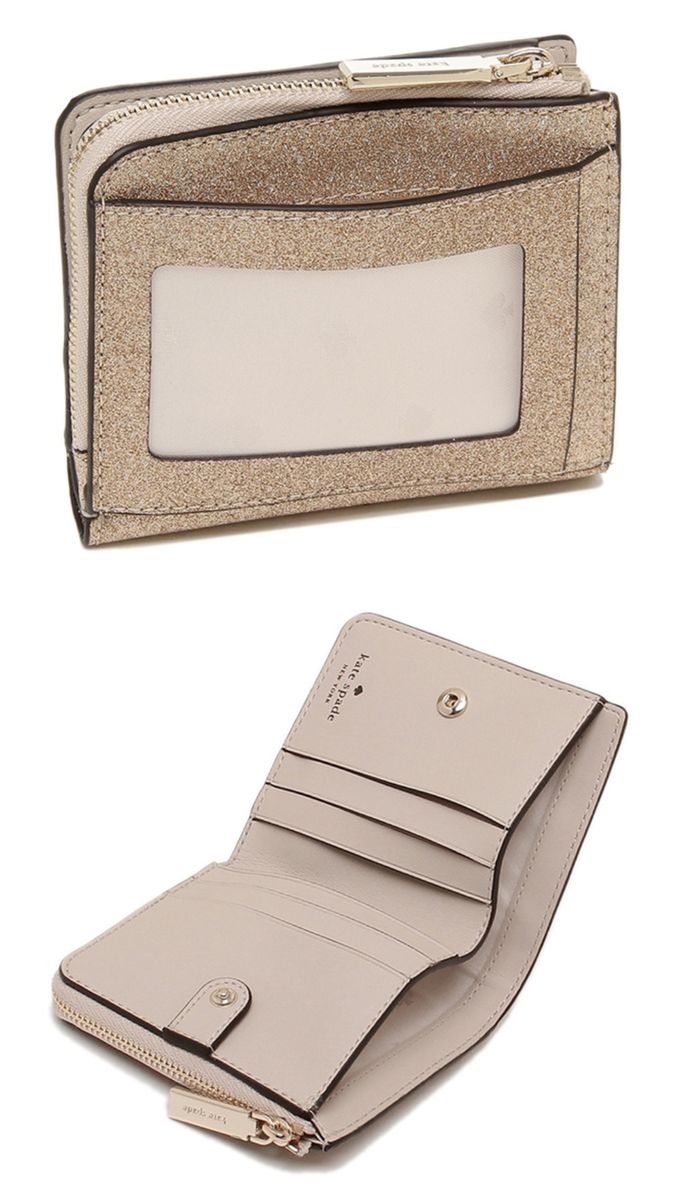 kate spade - 質感皮革短夾-玫瑰金